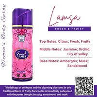 LAMSA Body Spray Fresh & Fruity Women's Fragrance 6.8 Fl Oz